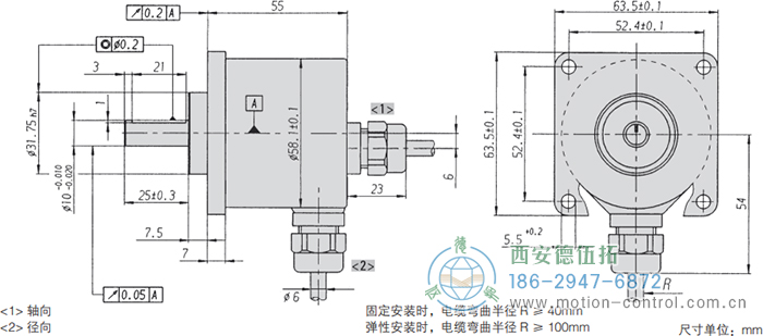 RI59光电增量通用编码器外形及安装尺寸 - 西安德伍拓自动化传动系统有限公司